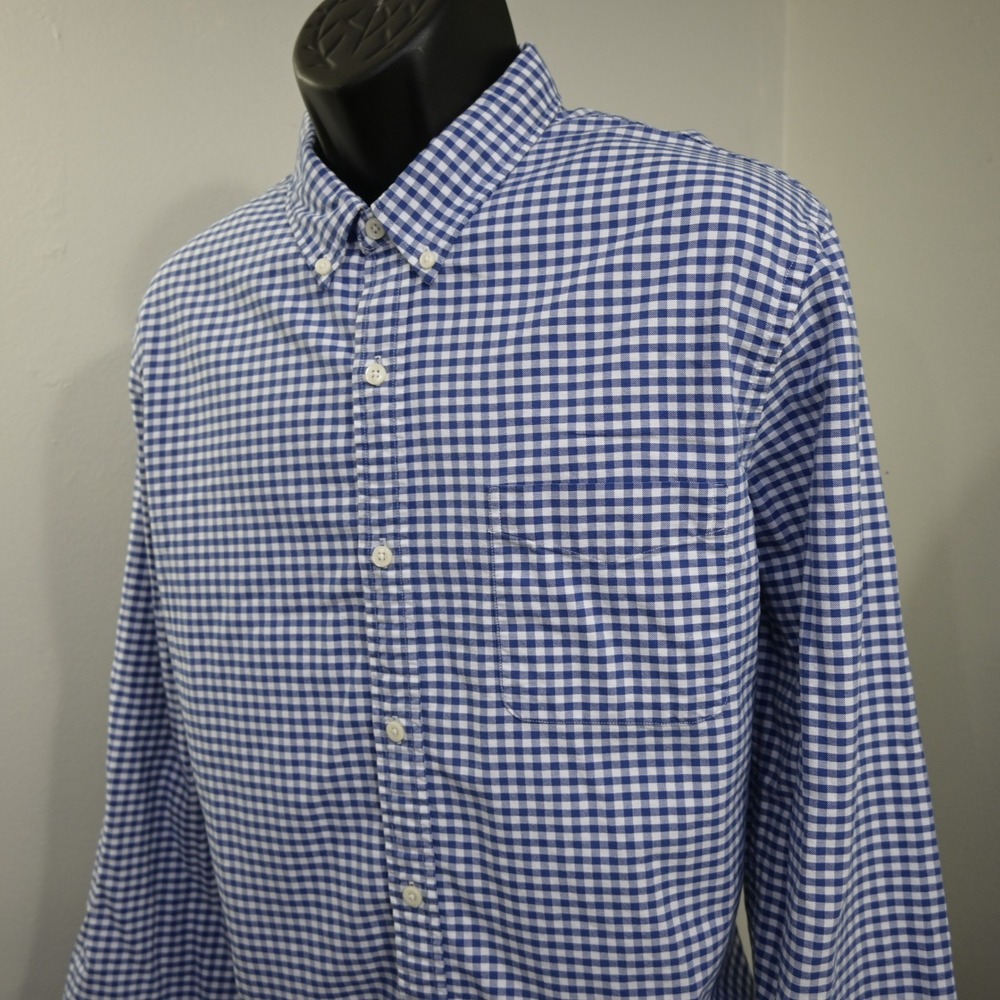 VTG Denim & Supply Ralph Lauren Button Up Men XXL Blue Gingham Long Sleeve Shirt
